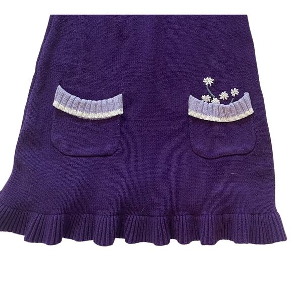 Children's Place Cotton Blend Long Sleeve Ribbed Knit Purple Sweater Dress, 4T - Picture 2 of 7